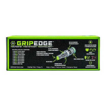 GripEdge 8Pc 1/4" RPT Short Metric Hex Socket Set