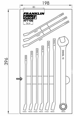 FRANKLIN GearF Grip4+ 10Pc 12pt XL Combination Spanner Set