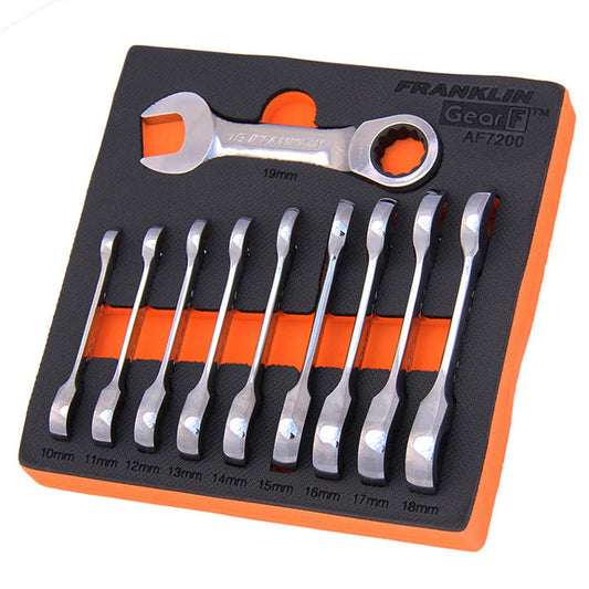 FRANKLIN GearF 10Pc 12pt Stubby Ratchet Spanner Set