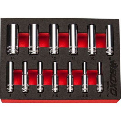 13 Pce 1/4" 6 Point Deep Socket Set 4-14mm-Boxo-Equipment
