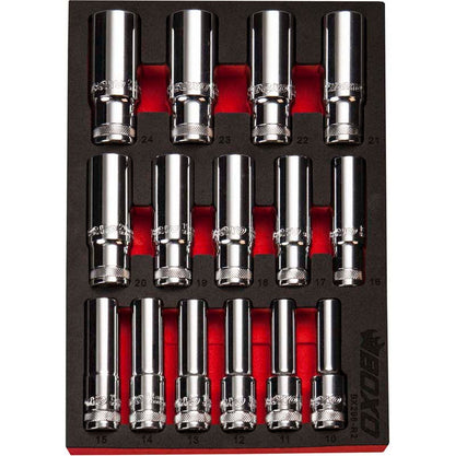 15 Pce 1/2" 6 Point Deep Socket Set-Boxo-Equipment