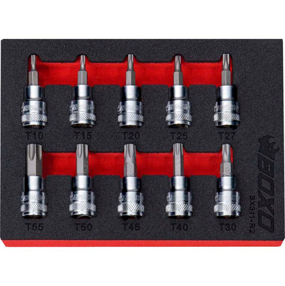 10 Pce 3/8" Torx Bit Socket Set-Boxo-Equipment