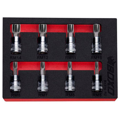 8Pc 3/8" Ribe Bit Socket Set-Boxo-Equipment