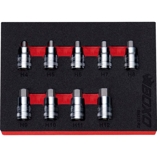 9 Pce 3/8" Super Stubby Hex Bit Socket Set-Boxo-Equipment