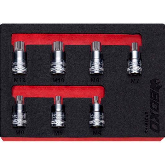 7 Pce 3/8" Super Stubby Spline Socket Set-Boxo-Equipment