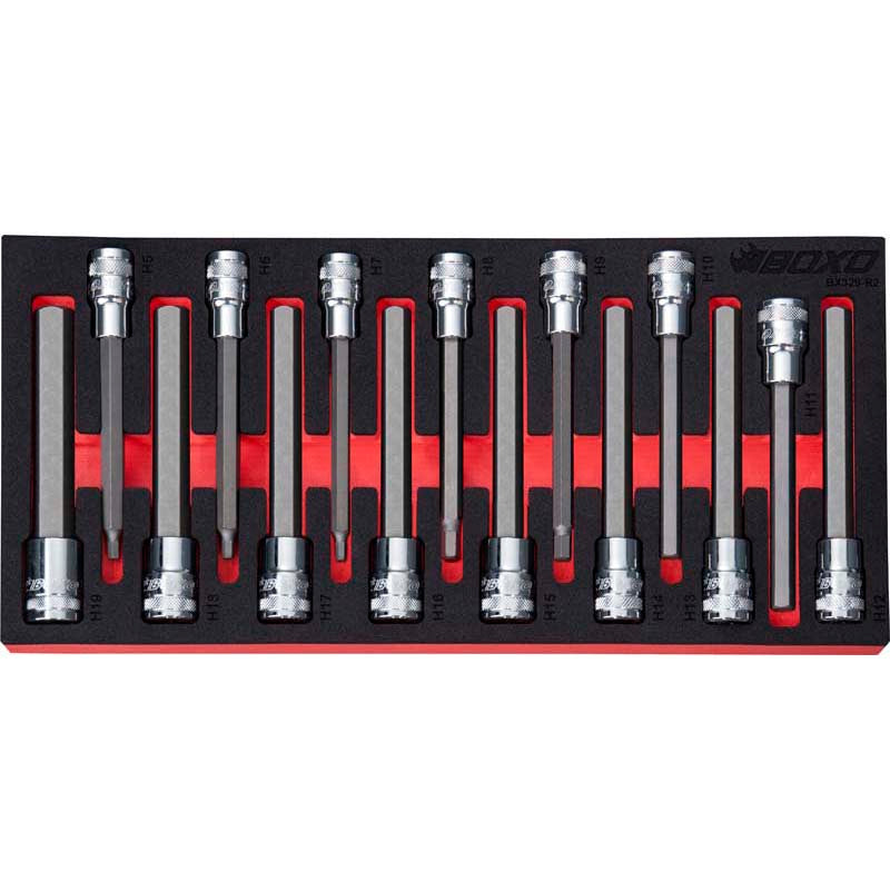 15 Pce 1/2" Long Hex Bit Socket Set-Boxo-Equipment