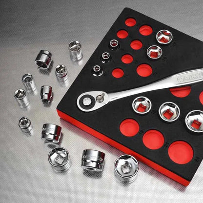 BOXO 20Pc 3/8" Low Profile Socket & Ratchet Set