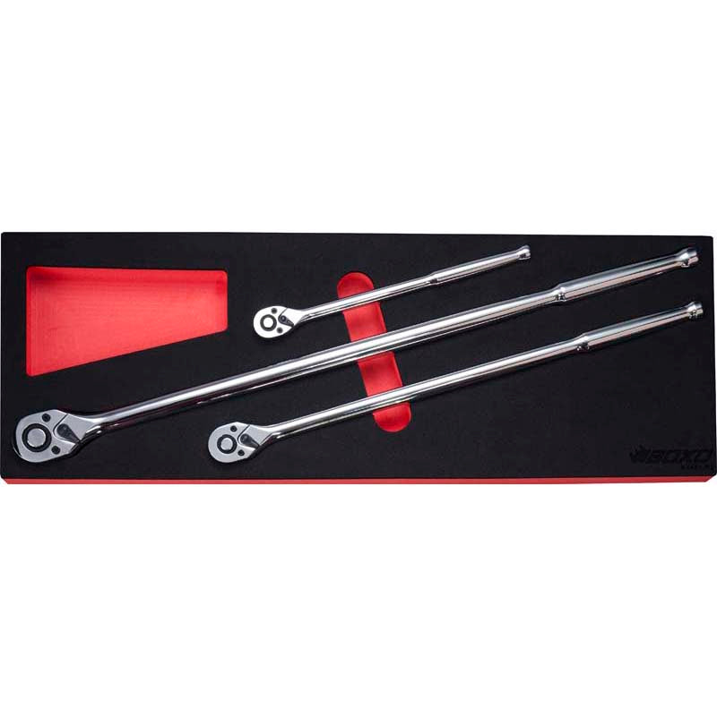 3Pc 36T Long Reach Ratchet Handle with Quick Release Set-Boxo-Equipment