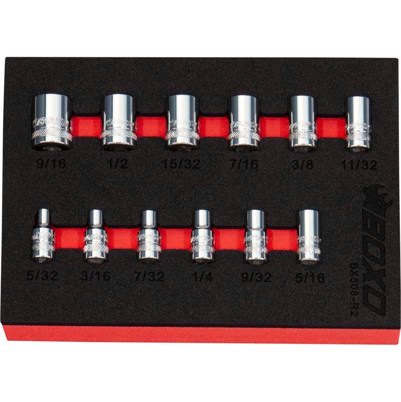 12Pc 1/4" Shallow 12pt Imperial Socket Set-Boxo-Equipment
