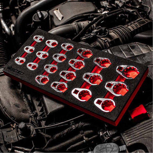 BOXO 20Pc 3/8" & 1/2" 12PT Master Crow Foot Wrench Set