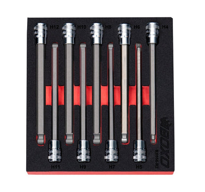 BOXO 9Pc 3/8" Long Ball-Ended Hex Bit Socket Set