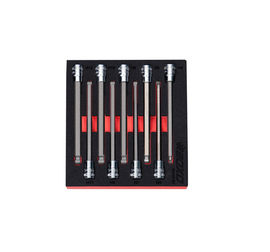 BOXO 9Pc 3/8" Long Ball-Ended Hex Bit Socket Set (H4 to H12)