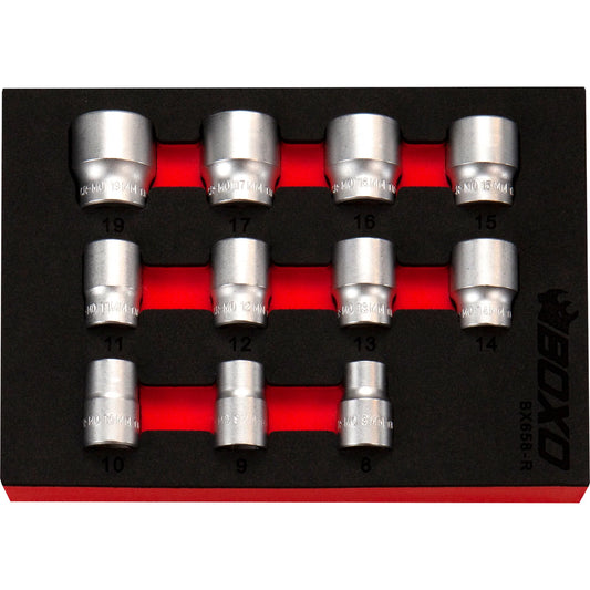 BOXO 11Pc 3/8" Anti-Slip Socket Set (8mm to 19mm)
