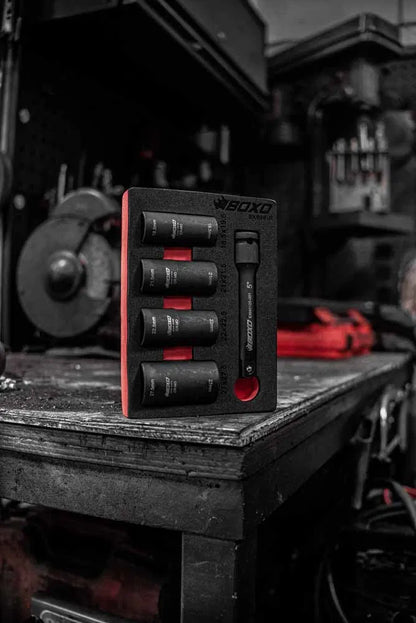 BOXO 5Pc 1/2" 6Pt Oversized Flip Impact Socket Set