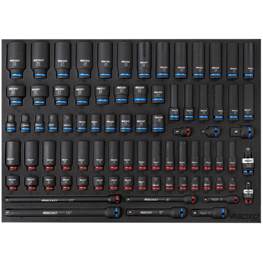 BOXO 81Pc 3/8" & 1/2" Drive Master Impact Socket Set