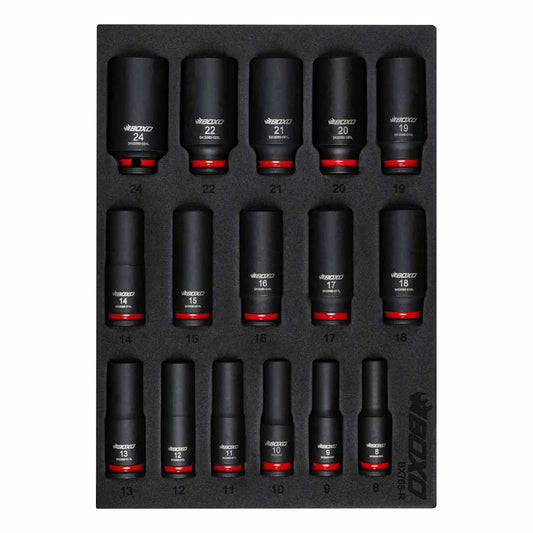 BOXO 16Pc 3/8" Deep Impact Socket Set In EVA Foam