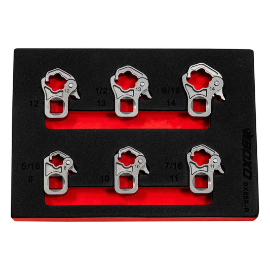 BOXO 6Pc 3/8Dr Ratcheting Flare Nut Set In EVA (Sizes 8mm - 14mm)