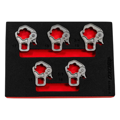 BOXO 5Pc 3/8" Ratcheting Flare Nut Set In EVA (15mm - 19mm)
