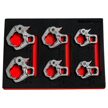 BOXO 6Pc 1/2" Ratcheting Flare Nut Set in EVA Foam (21mm - 32mm)