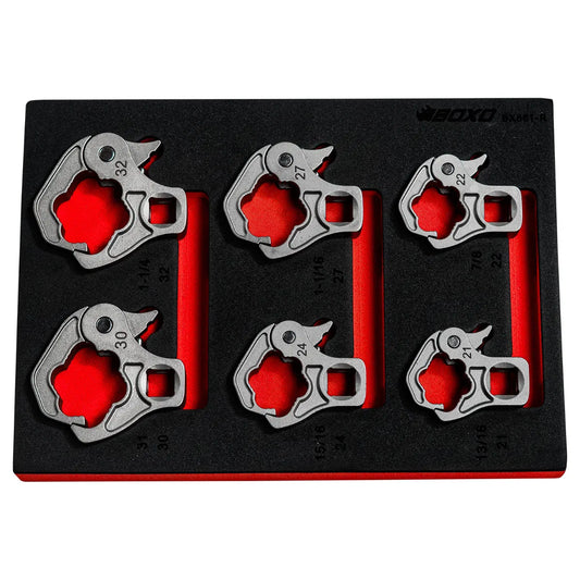 BOXO 6Pc 1/2"Dr Ratcheting Flare Nut Set In EVA (Sizes 21mm - 32mm)
