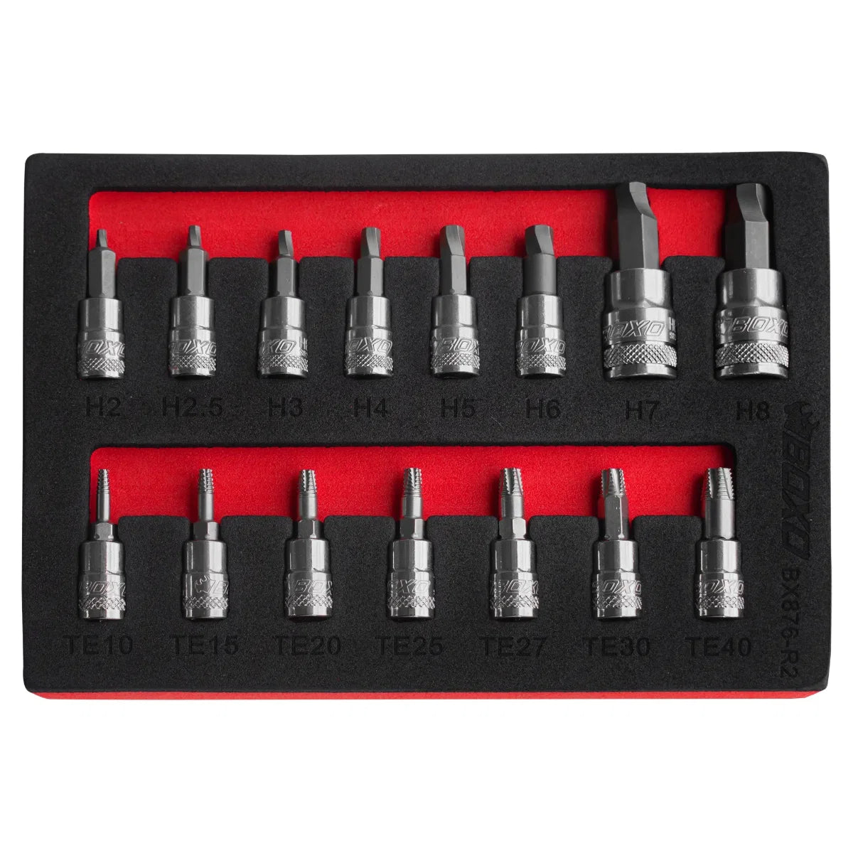 BOXO 1/4" & 3/8" Torx & Hex Extractor Bit Socket Set