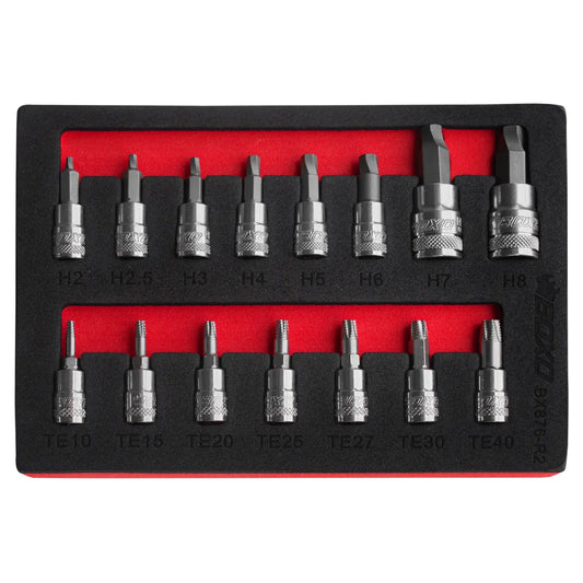 BOXO 1/4" & 3/8" Torx & Hex Extractor Bit Socket Set