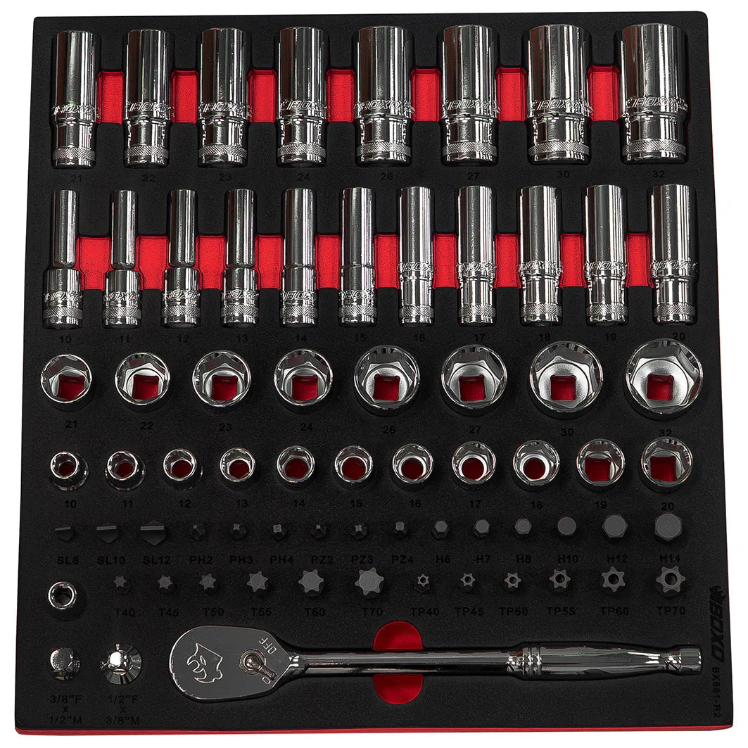 BOXO 1/2" 6Pt Master Socket Set in EVA Foam
