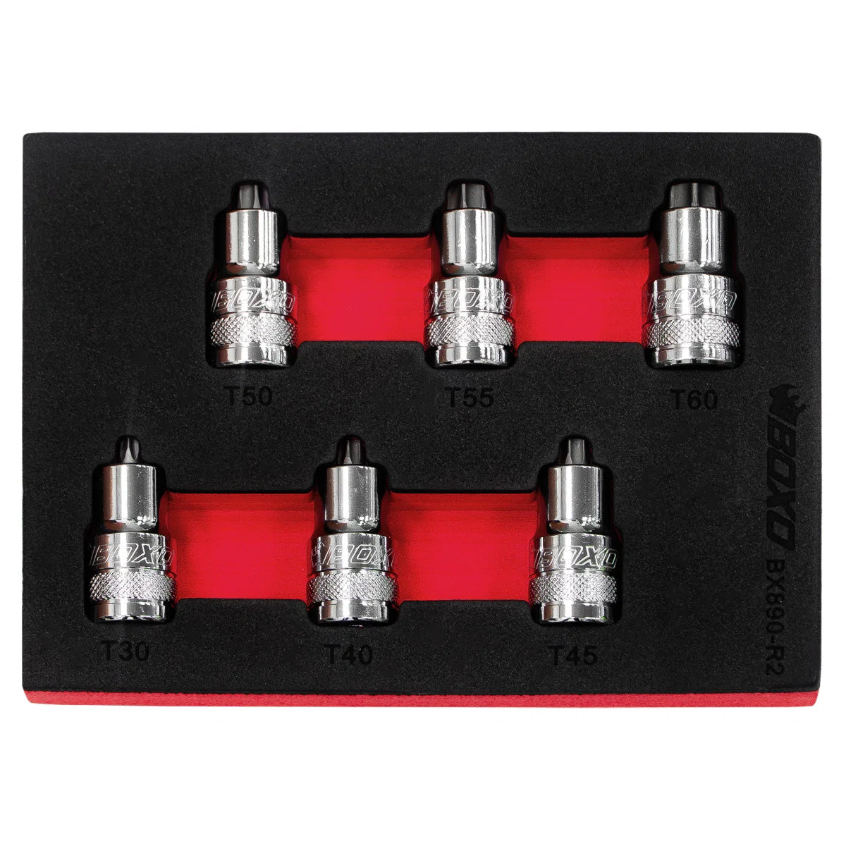 BOXO 1/2" Torx Super Stubby Bit Socket Set in EVA Foam