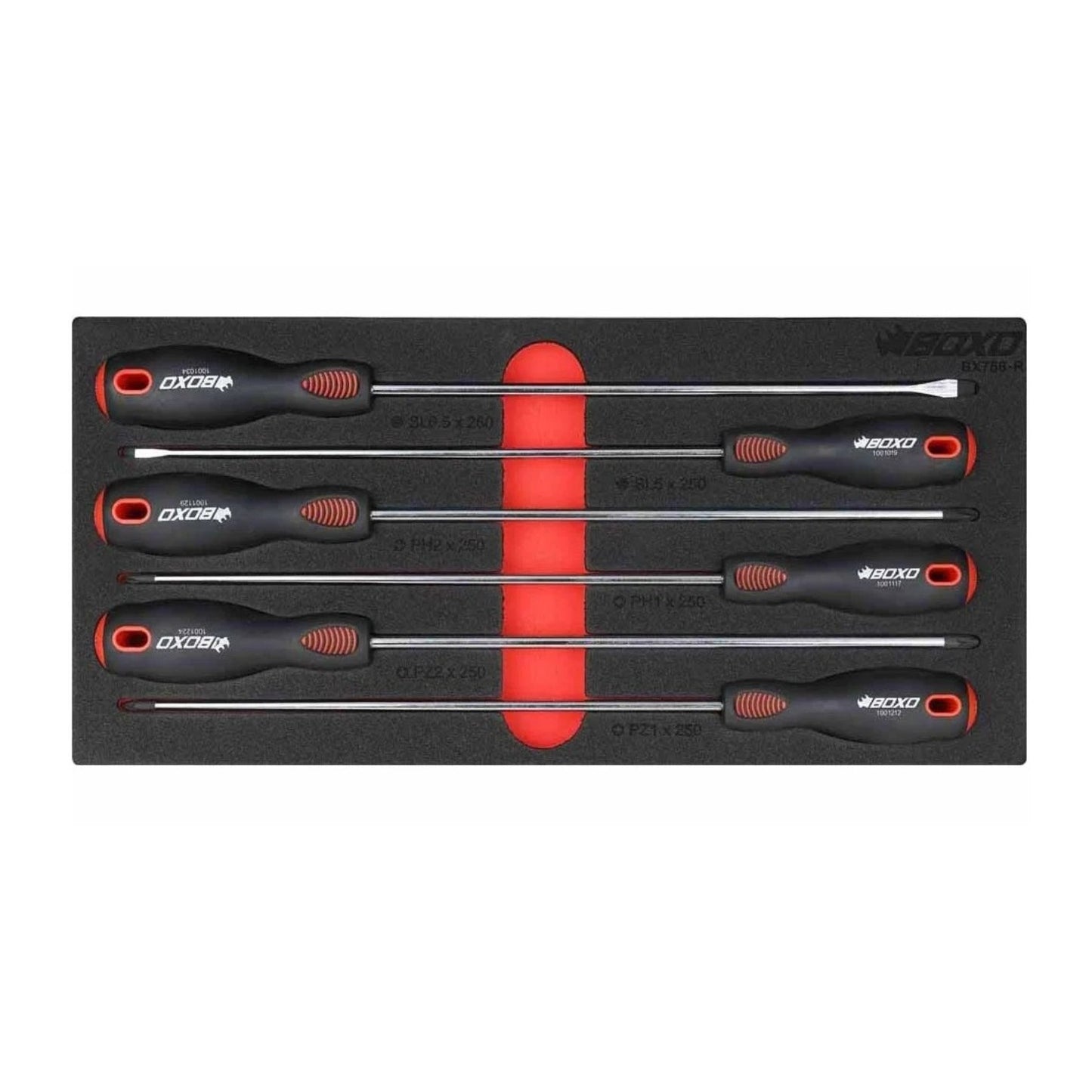 BOXO 6Pc 250mm Long Screwdriver Set in EVA Foam