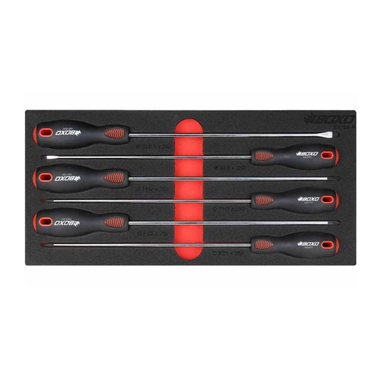 BOXO 6Pc 250mm Long Screwdriver Set in EVA Foam