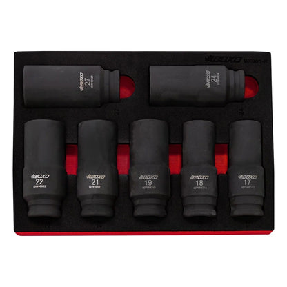 BOXO 7Pc 1/2" 6pt Weighted Impact Socket Set