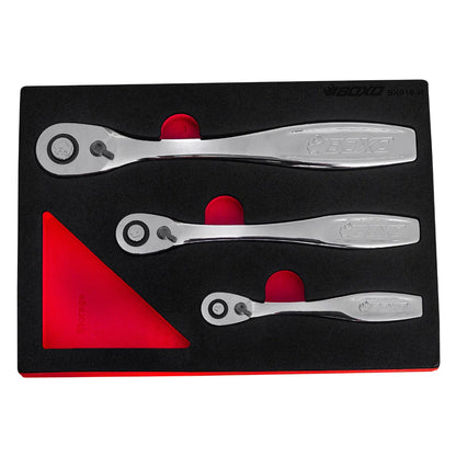 BOXO 3Pc 120T Slim Head Ratchet Set with Push Button Release