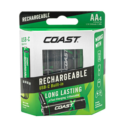 COAST Zithion-X Rechargeable Batteries Pack of 4 (AAA/AA)