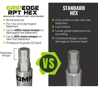 GripEdge 7pc 3/8 Dr Short Metric RPT Hex Driver Set 4mm - 10mm