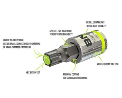 GripEdge 7pc 3/8 Dr Short Metric RPT Hex Driver Set 4mm - 10mm