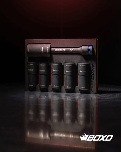 BOXO 7Pc 1/2" 6Pt Flip Impact Socket Set (Updated version)