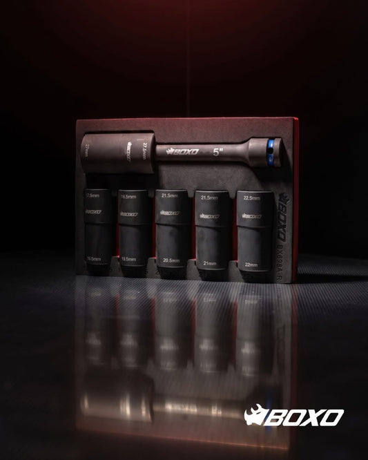 BOXO 7Pc 1/2" 6Pt Flip Impact Socket Set (Updated version)