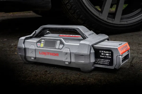 LOKITHOR 4-in-1 Jump Starter & Air Compressor with Interchangeable Battery Technology