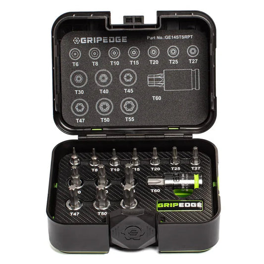 GripEdge 14Pc 1/4'', 3/8'' & 1/2'' RPT Torx/Star Socket Set