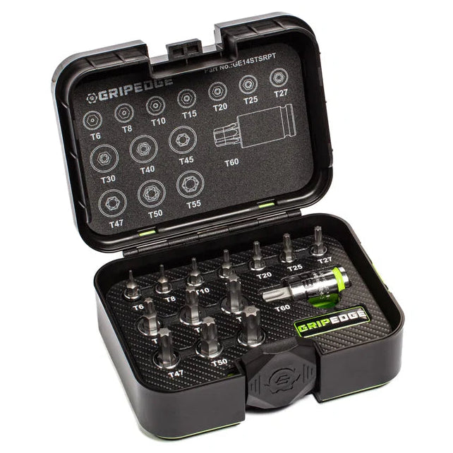 GripEdge 14Pc 1/4'', 3/8'' & 1/2'' RPT Torx/Star Socket Set