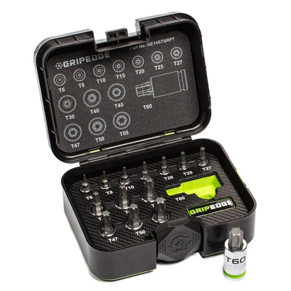 GripEdge 14Pc 1/4'', 3/8'' & 1/2'' RPT Torx/Star Socket Set