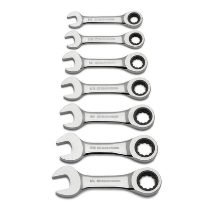 GearWrench 7 Piece 72-Tooth 12 Point Stubby Ratcheting Combination SAE Wrench Set