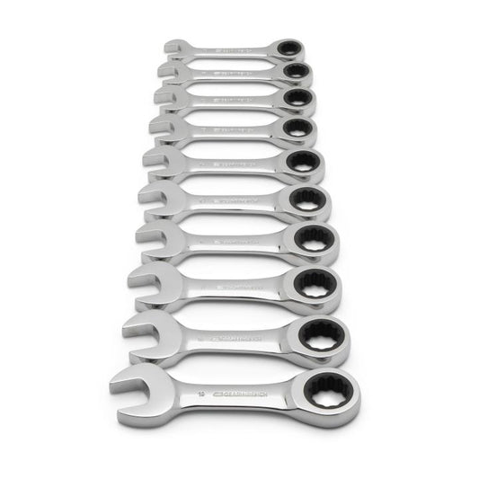 GearWrench 10 Piece 72-Tooth 12 Point Stubby Ratcheting Combination Metric Wrench Set