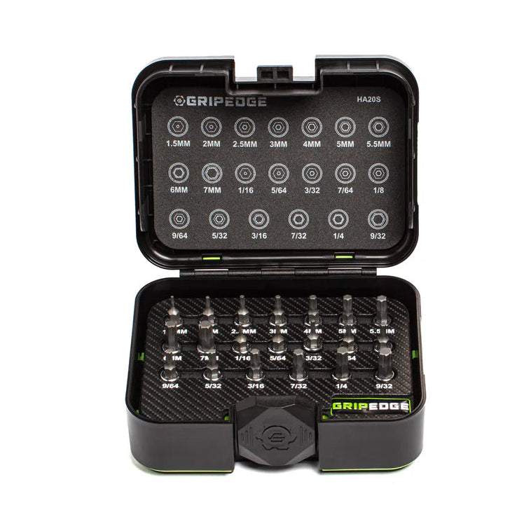 GripEdge 20Pc 1/4'' Short Hex Driver Set