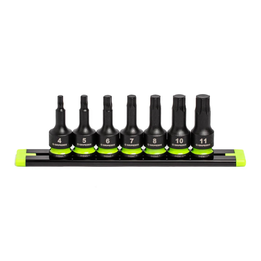 GripEdge 7Pc 3/8’’ RPT Short Metric Impact Hex Driver Set (4mm - 11mm)