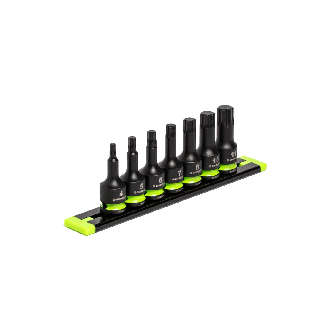 GripEdge 7Pc 3/8’’ RPT Short Metric Impact Hex Driver Set (4mm - 11mm)