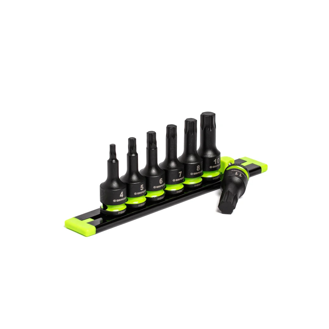 GripEdge 7Pc 3/8’’ RPT Short Metric Impact Hex Driver Set (4mm - 11mm)