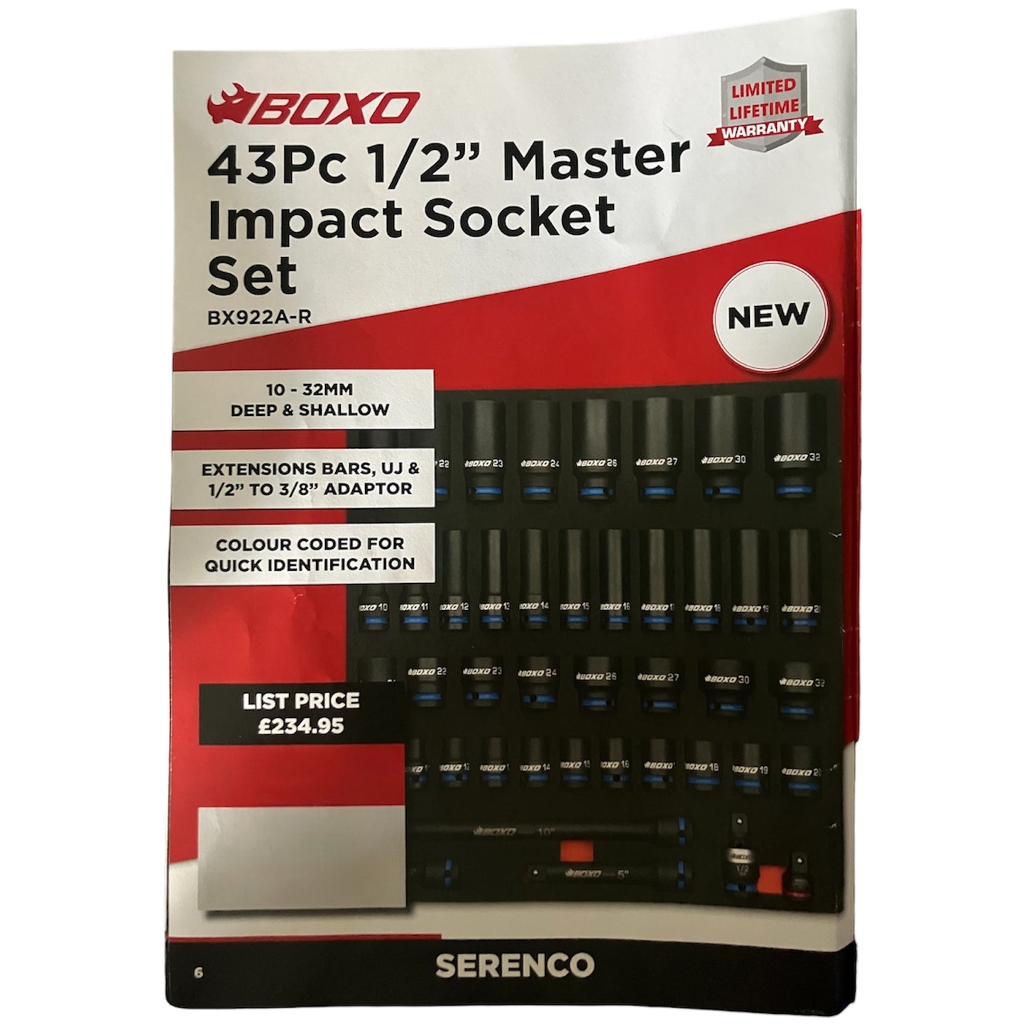 BOXO 43Pc 1/2" Master Impact Socket Set