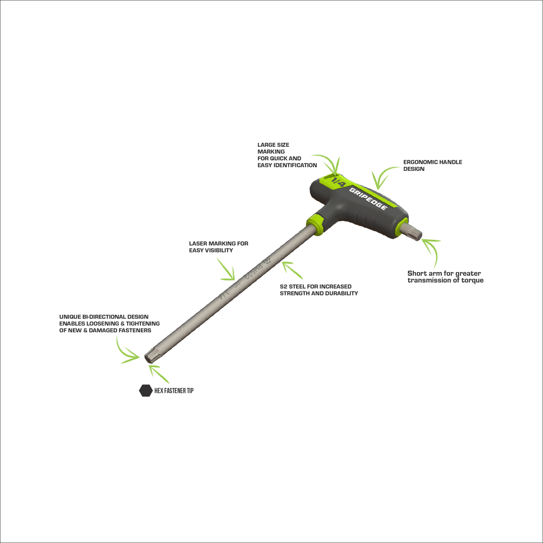 GripEdge 9Pc RPT Hex T-Handle SAE Driver Set