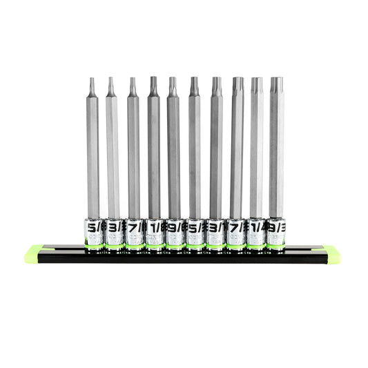GripEdge 10Pc 1/4" Long SAE Hex Driver Set